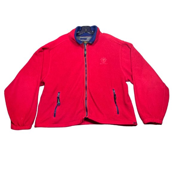 Eddie Bauer EBTEK Fleece Jacket Mens Large Red Full Zip Polartec Vintage 90s Blu - Picture 1 of 14